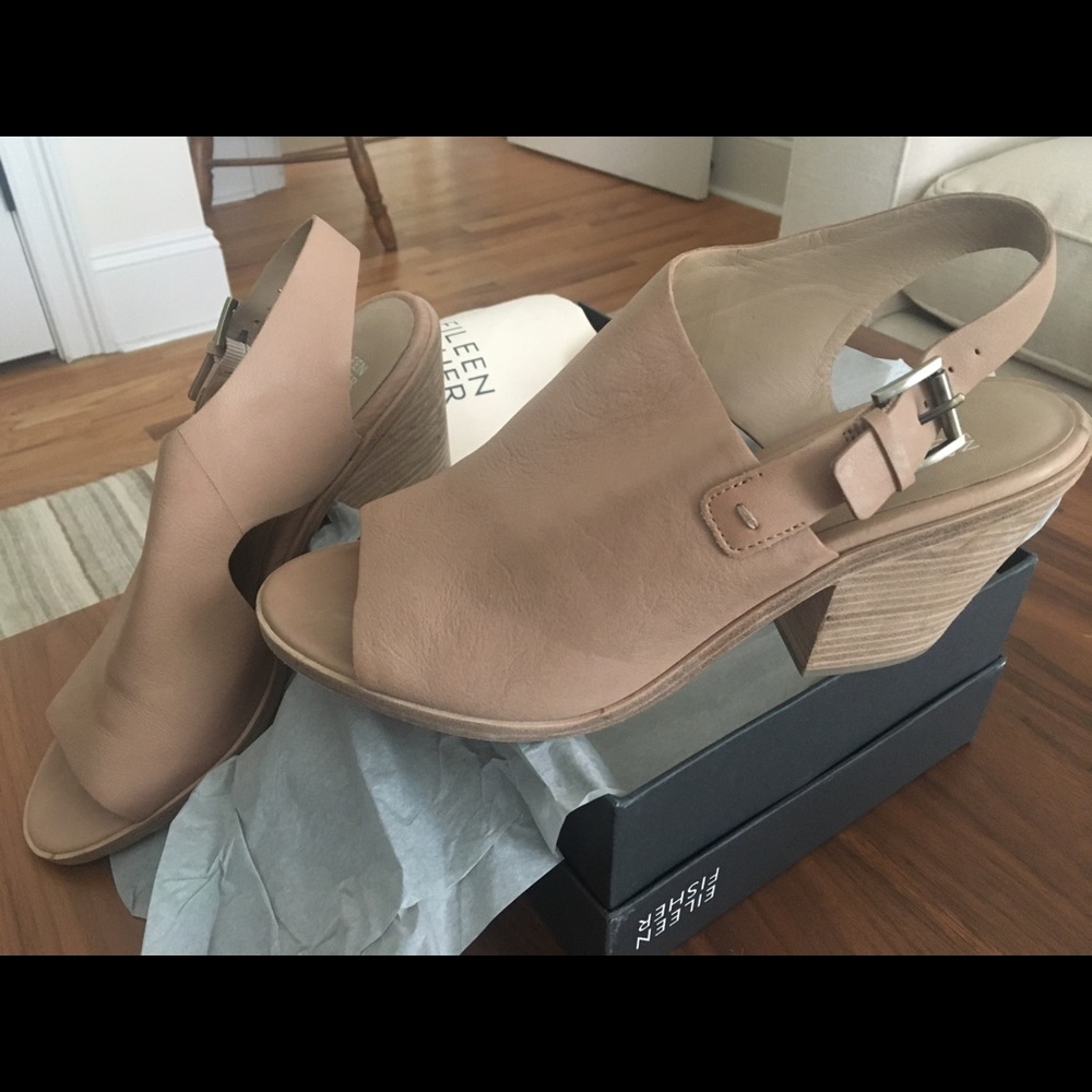 Eileen Fisher Leather PeepToe Sandal/Shoe